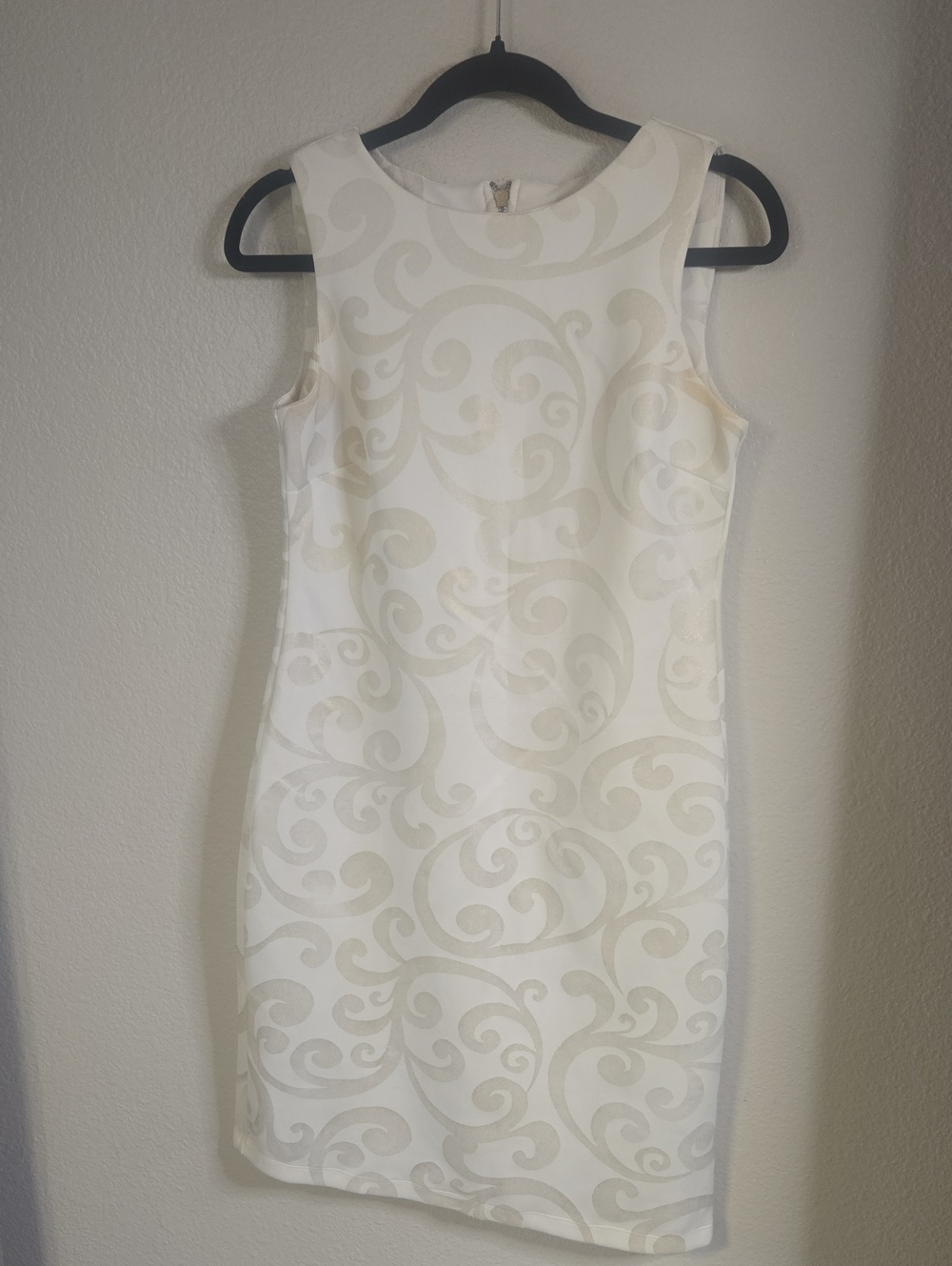 Shelby & Palmer White Dress with Cream Scroll Motif